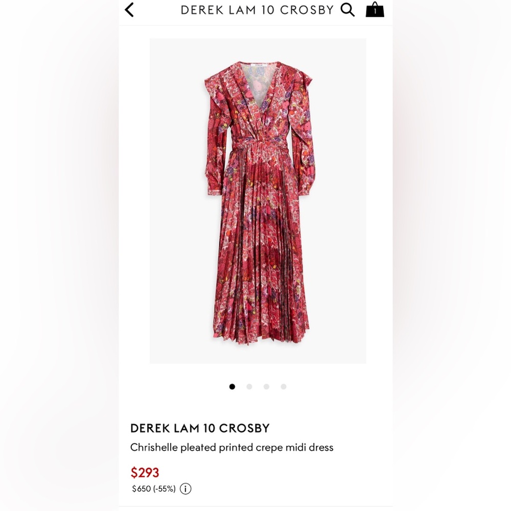 10 Crosby Derek Lam Red Floral Midi Dress